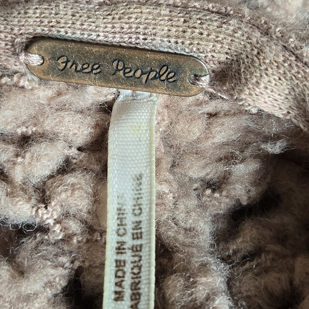 Free People BOHO Saturday Morning Cardigan Sweater Open Knit Oversized Cozy XS/S - Picture 10 of 16